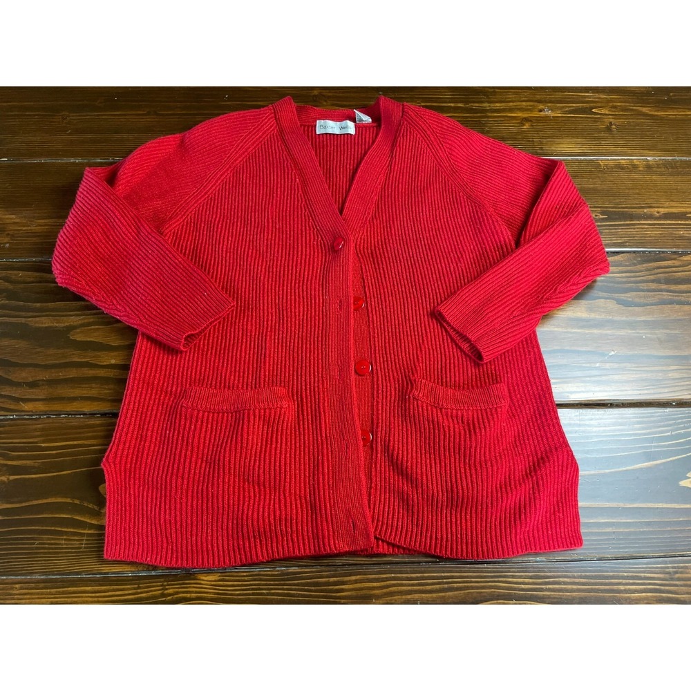 Baxter Wells Sweater, Women's Size Medium, Red, Shoulder Pads, Vintage